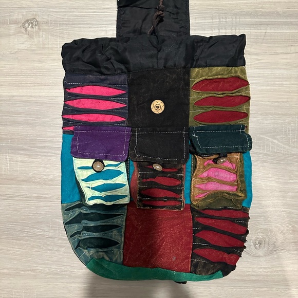 Accessories - Colorful Patchwork Backpack.   TURQ